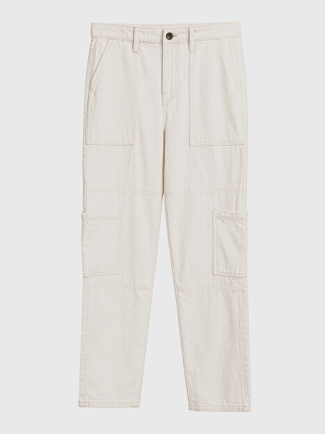 Men's White Regular Fit Solid Casual Jeans