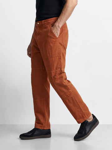 Men's Brown Regular Tapered Fit Solid Eternity Series Jeans