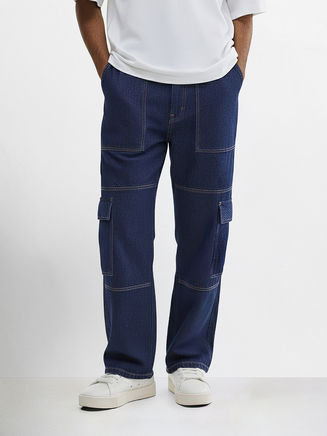 Men's Blue Regular Fit The Eternity Series Solid Jeans