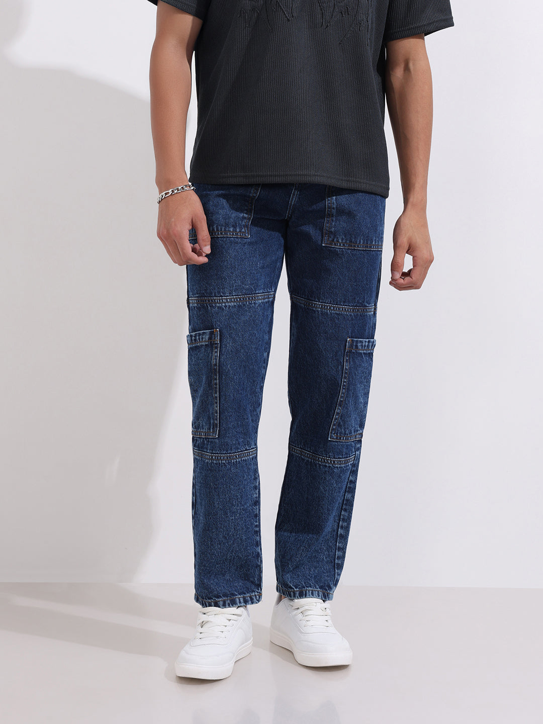 Men's Blue Regular Fit The Eternity Series Solid Jeans