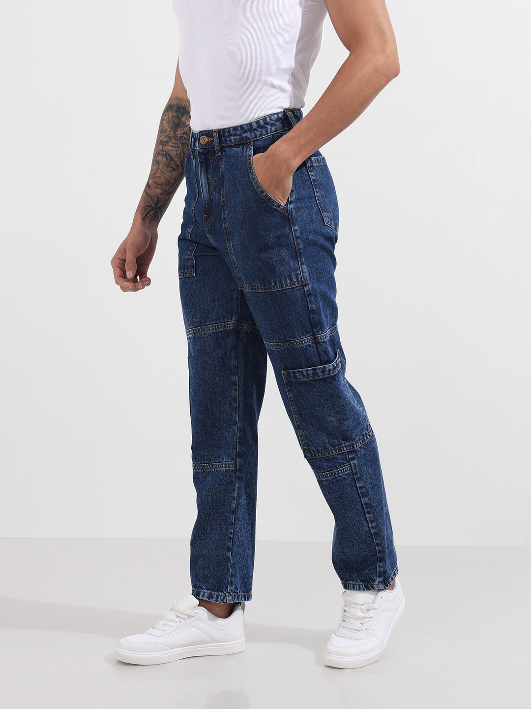 Men's Blue Regular Fit The Eternity Series Solid Jeans