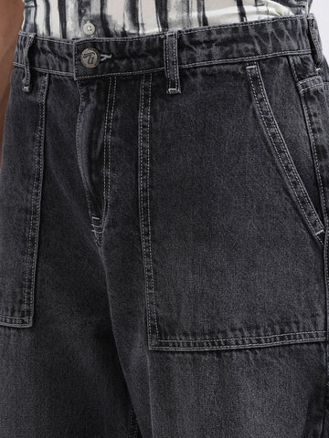 Men's Grey Loose Fit Solid Casual Jeans