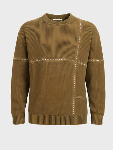 Men's Green Oversized Fit Solid Casual Sweater