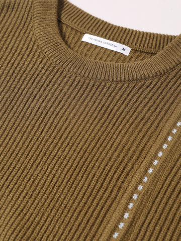 Men's Green Oversized Fit Solid Casual Sweater