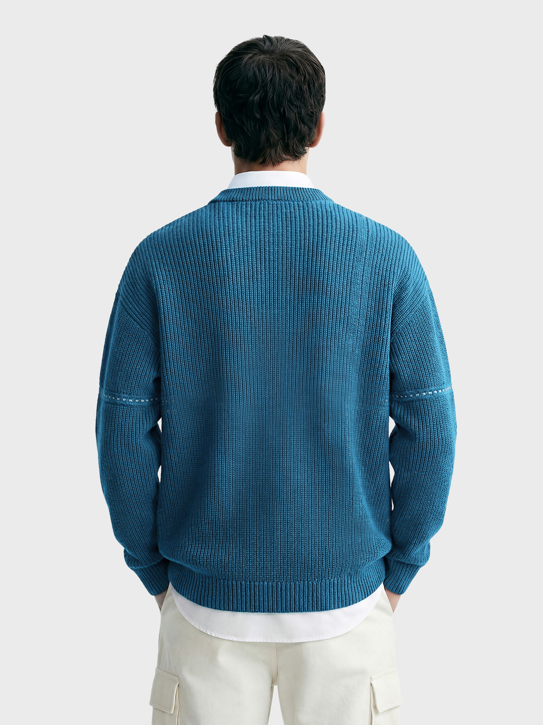 Men's Teal Oversized Fit Solid Casual Sweater