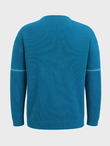 Men's Teal Oversized Fit Solid Casual Sweater