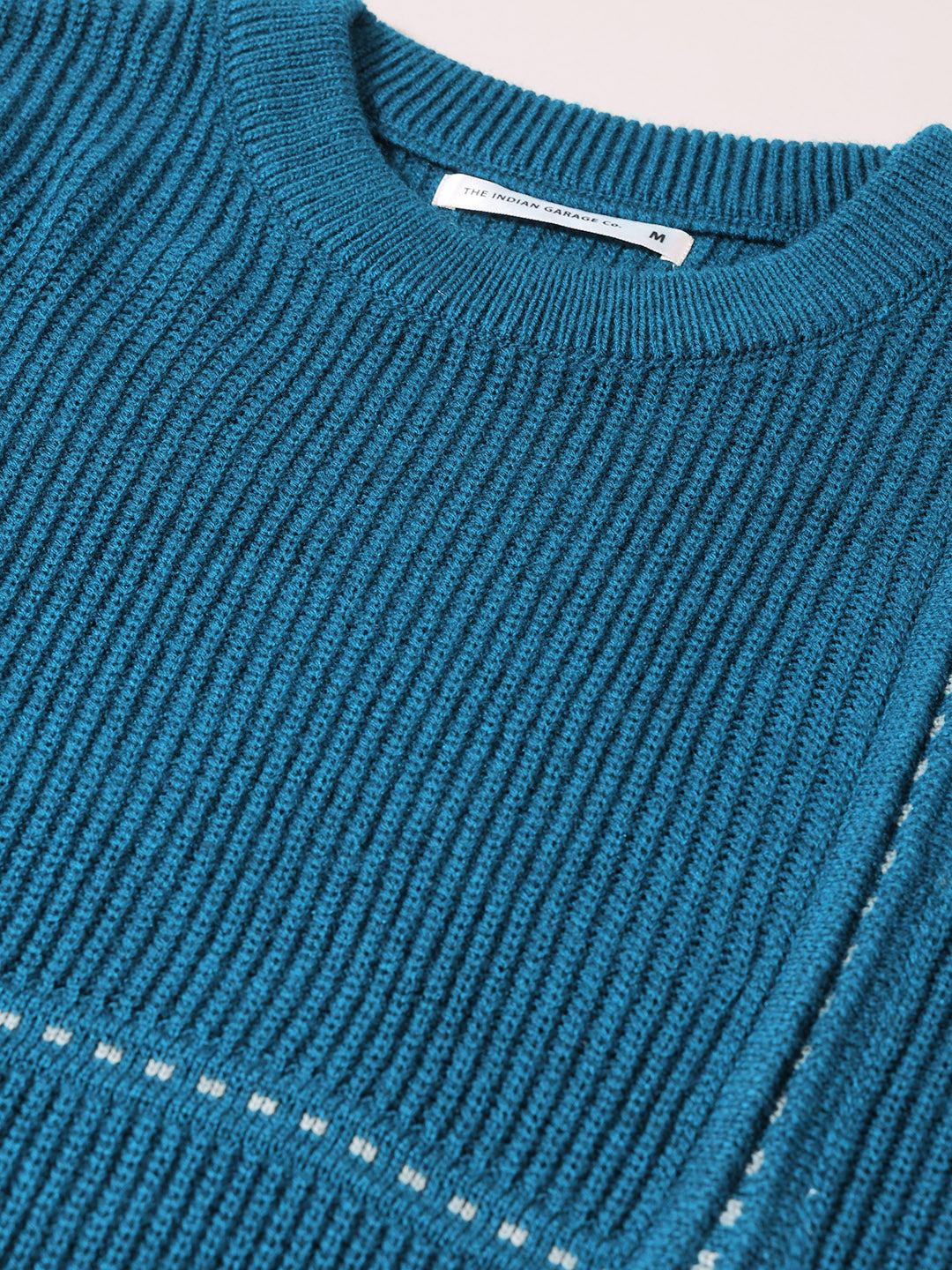 Men's Teal Oversized Fit Solid Casual Sweater