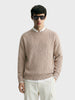 Men's Beige Oversized Fit Solid Casual Sweater