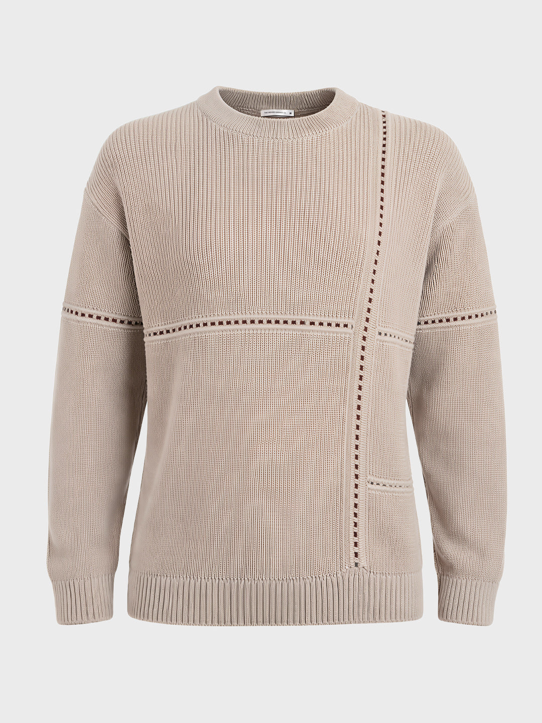Men's Beige Oversized Fit Solid Casual Sweater