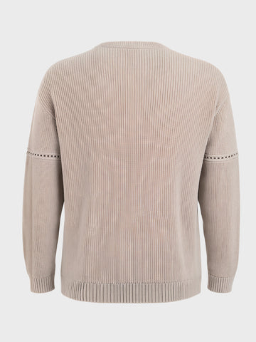Men's Beige Oversized Fit Solid Casual Sweater