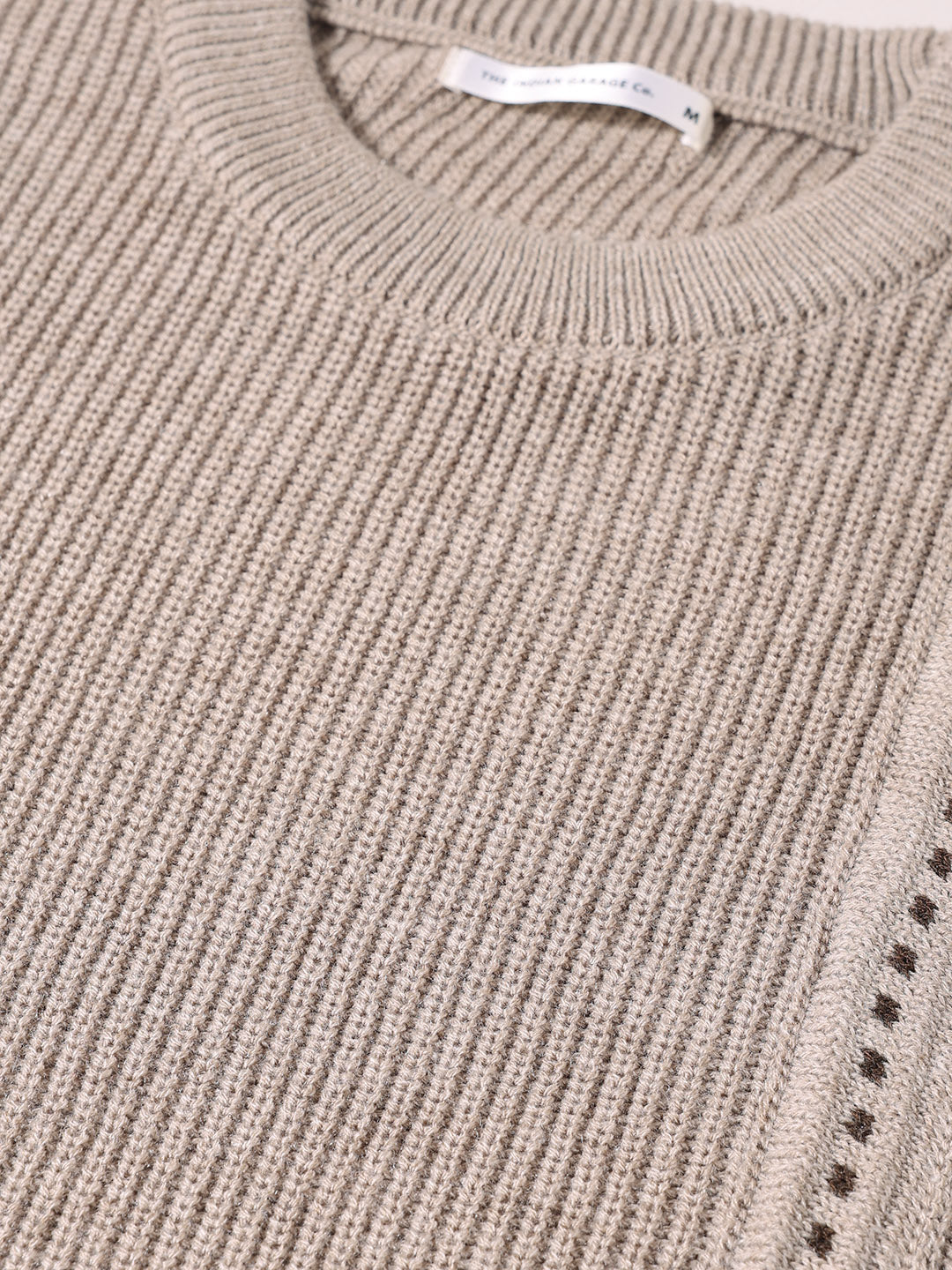 Men's Beige Oversized Fit Solid Casual Sweater