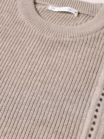 Men's Beige Oversized Fit Solid Casual Sweater