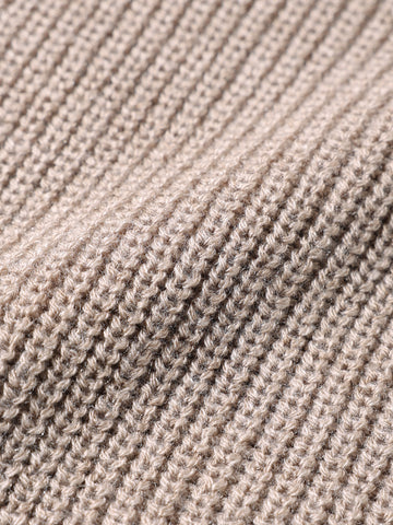 Men's Beige Oversized Fit Solid Casual Sweater