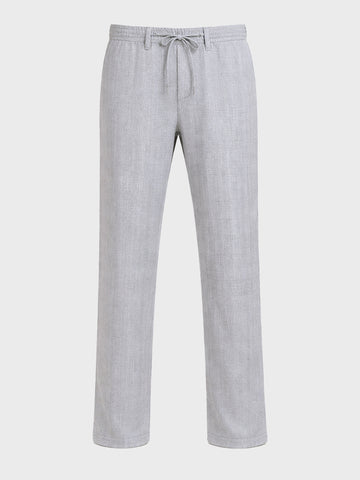 Men's Grey Relaxed Fit Solid Casual Trousers