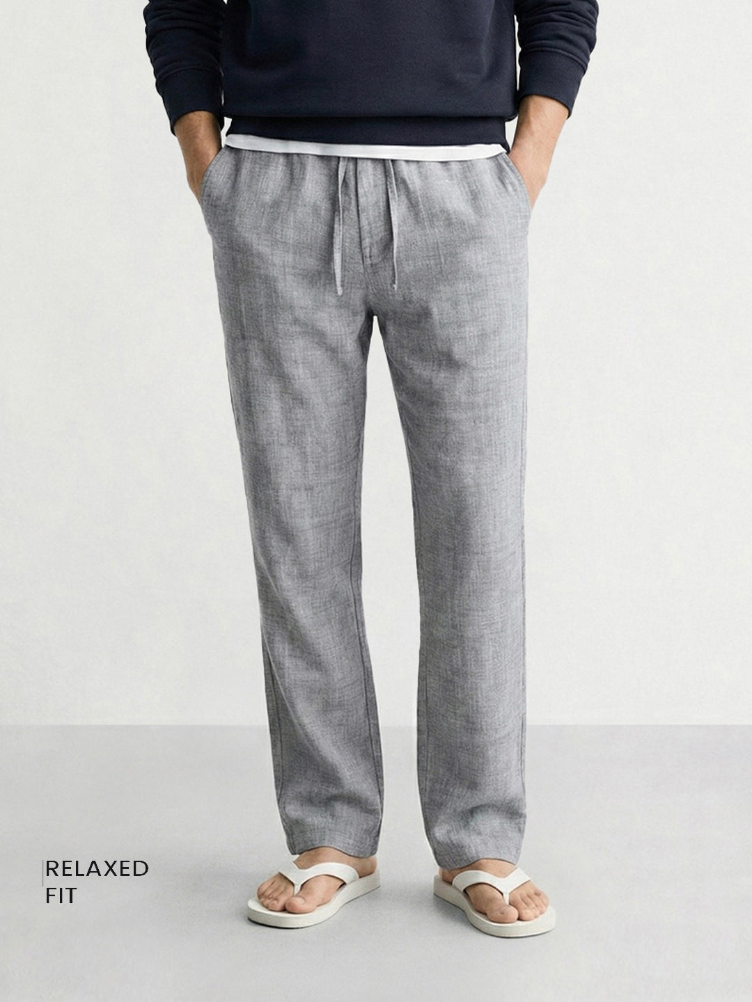 Men's Black Relaxed Fit Solid Casual Trousers