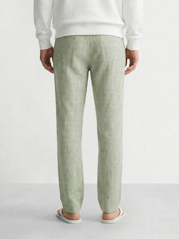 Men's Green Relaxed Fit Solid Casual Trousers