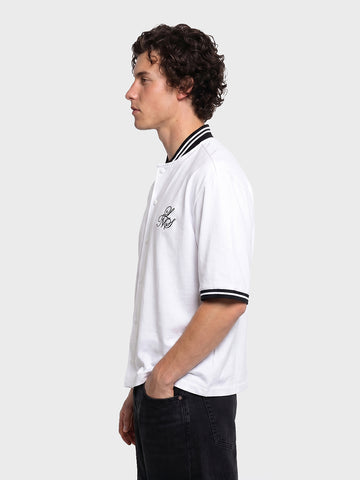 Men's White Boxy Fit Embroided Casual Shirt
