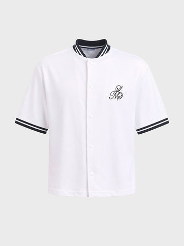 Men's White Boxy Fit Embroided Casual Shirt