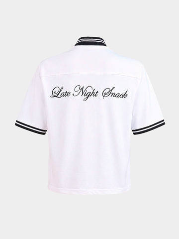 Men's White Boxy Fit Embroided Casual Shirt