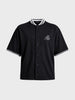 Men's Black Boxy Fit Embroided Casual Shirt
