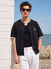 Men's Black Boxy Fit Embroided Casual Shirt