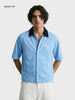 Men's Blue Boxy Fit Embroided Casual Shirt
