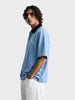 Men's Blue Boxy Fit Embroided Casual Shirt