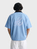 Men's Blue Boxy Fit Embroided Casual Shirt