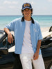 Men's Blue Boxy Fit Embroided Casual Shirt