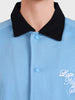 Men's Blue Boxy Fit Embroided Casual Shirt