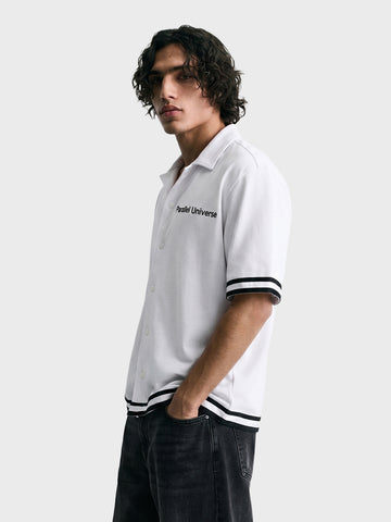 Men's White Boxy Fit Embroided Casual Shirt