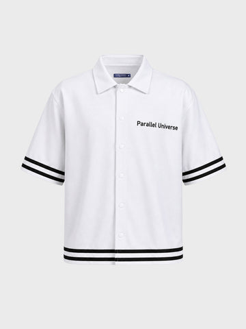 Men's White Boxy Fit Embroided Casual Shirt