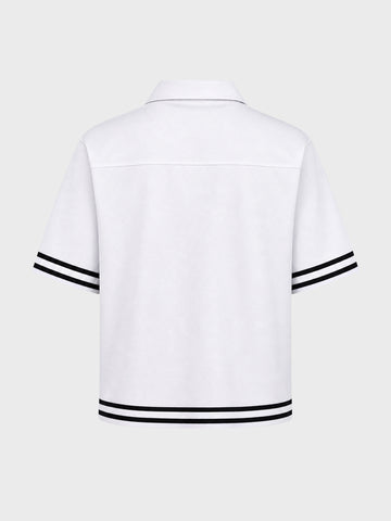 Men's White Boxy Fit Embroided Casual Shirt