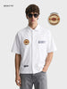 Men's White Boxy Fit Embroided Casual Shirt