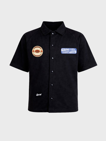 Men's Black Boxy Fit Embroided Casual Shirt