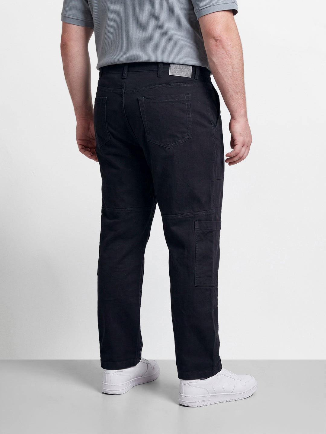 Men's Black Regular Tapered Fit Solid The Eternity Series Jeans