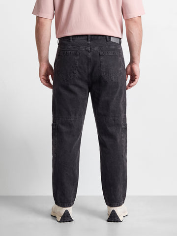 Men's Black Regular Tapered Fit Solid The Eternity Series Jeans