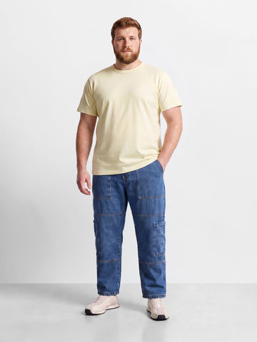 Men's Blue Regular Tapered Fit Solid The Eternity Series Jeans