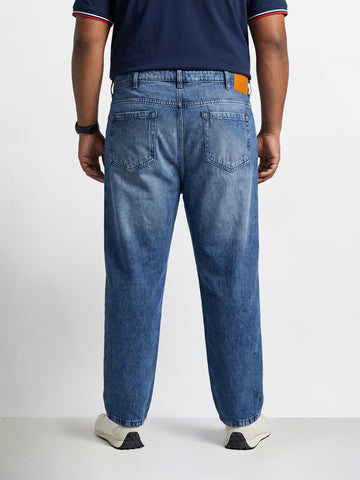 Men's Blue Relaxed Fit Solid Casual Jeans
