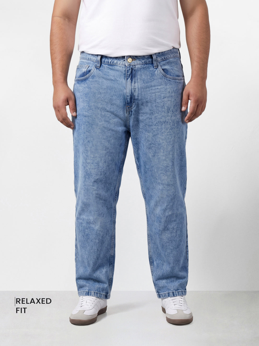Men's Blue Relaxed Fit Solid Casual Jeans