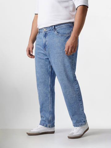 Men's Blue Relaxed Fit Solid Casual Jeans