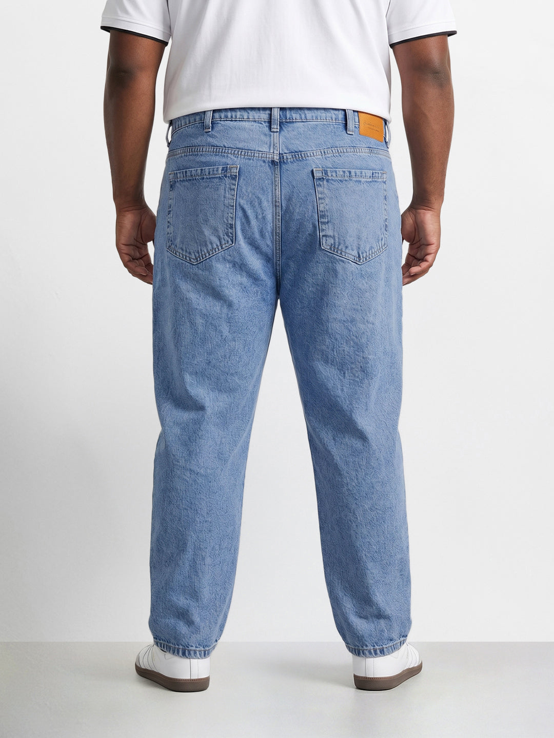 Men's Blue Relaxed Fit Solid Casual Jeans