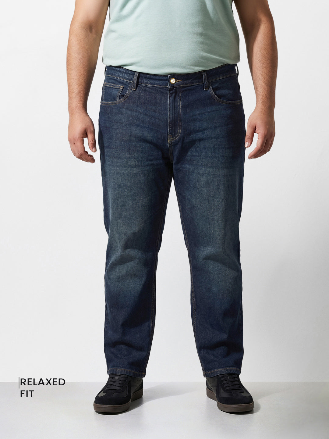 Men's Blue Relaxed Fit Solid Casual Jeans