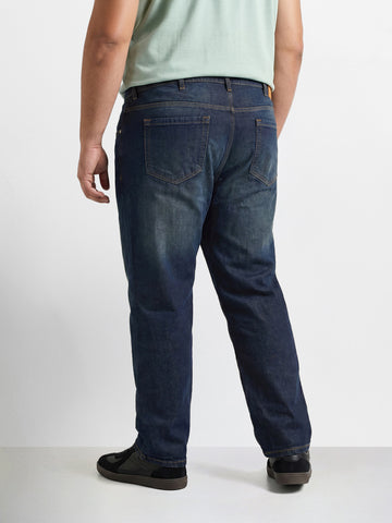 Men's Blue Relaxed Fit Solid Casual Jeans