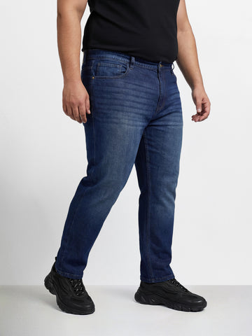 Men's Blue Relaxed Fit Solid Casual Jeans