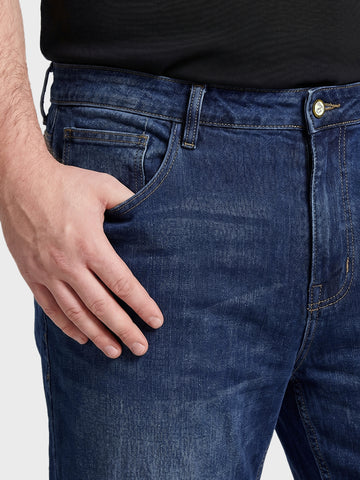 Men's Blue Relaxed Fit Solid Casual Jeans