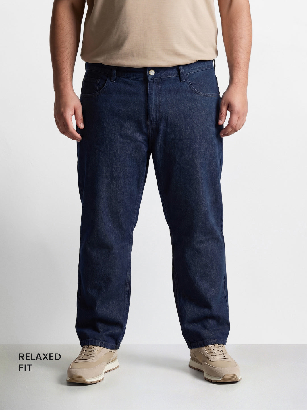 Men's Blue Relaxed Fit Solid Casual Jeans