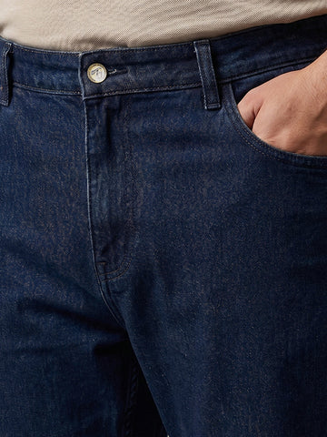 Men's Blue Relaxed Fit Solid Casual Jeans
