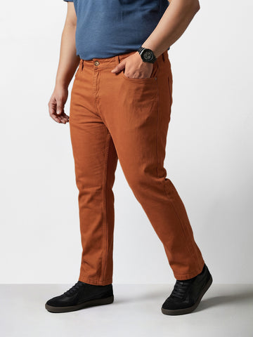 Men's Brown Relaxed Fit Solid Casual Jeans