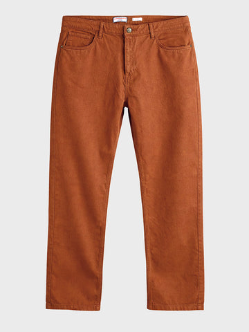 Men's Brown Relaxed Fit Solid Casual Jeans
